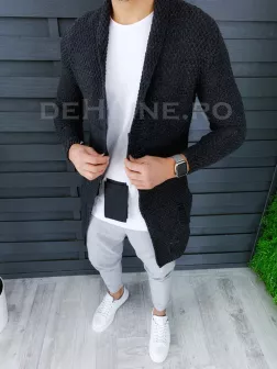 Cardigan barbati gri inchis slim fit ZR T3557 P18-3.2